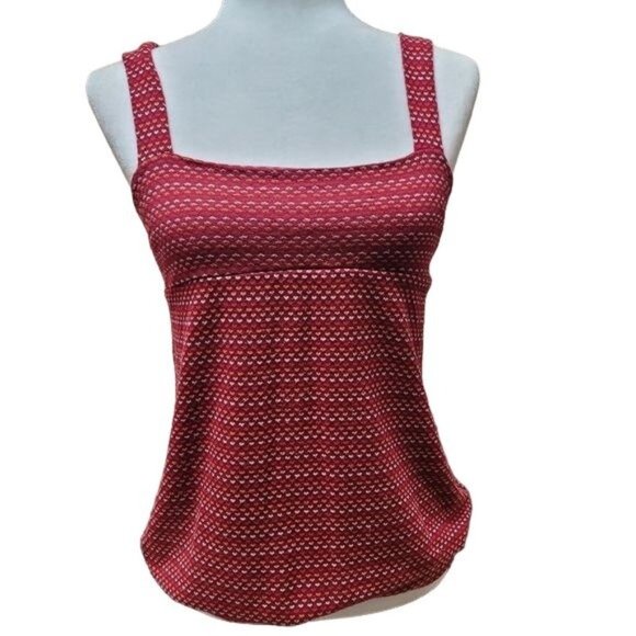 Unbranded Women's Size Medium Red Heart Print Tank Top Knit Banded Waist - Picture 2 of 7